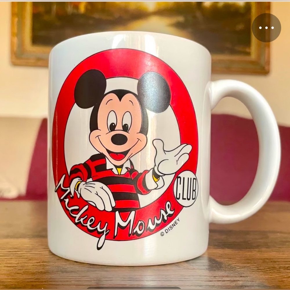 Official Mickey Mouse Club Vintage Coffee Mug porcelain, red and white. Unused